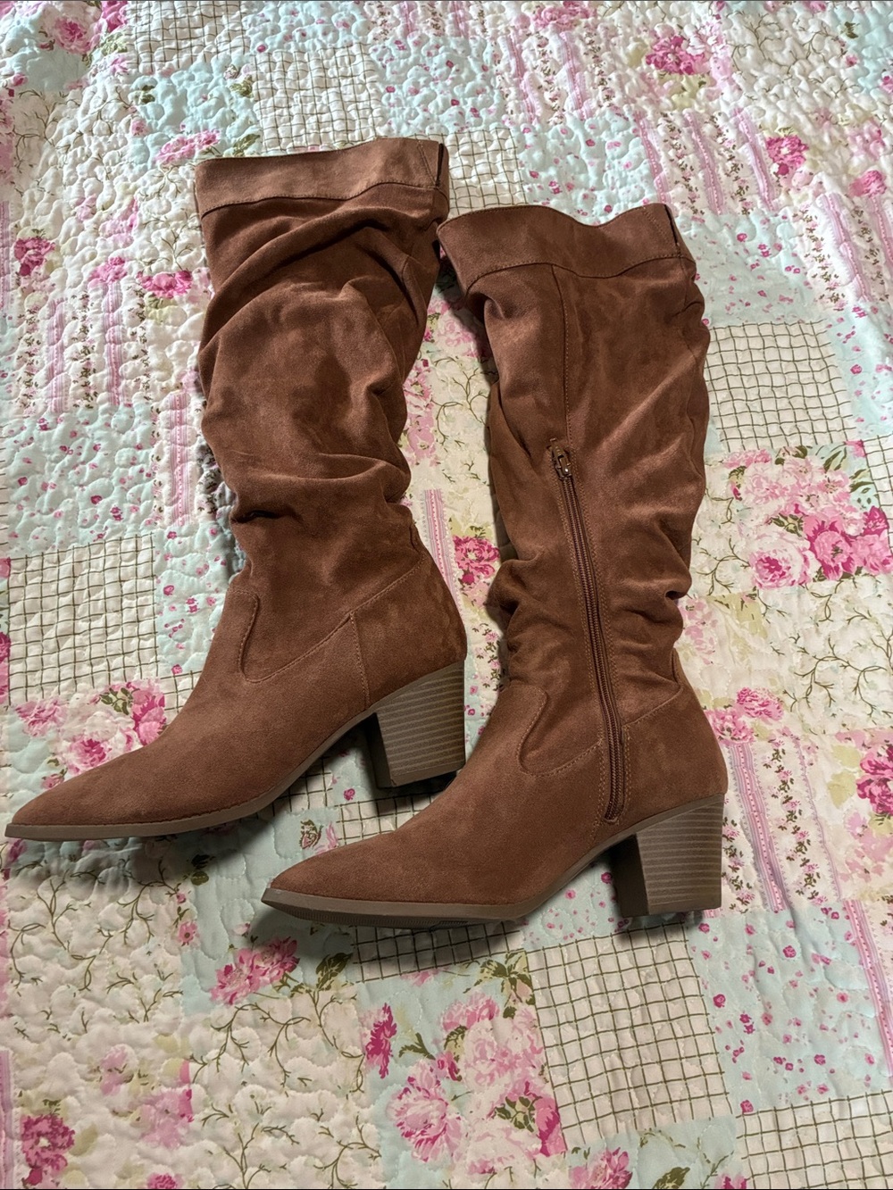 Time and Tru Brown Knee High Block Heel Boots